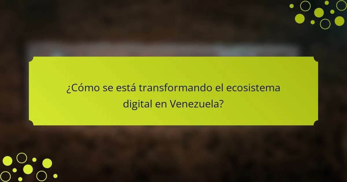 ¿Cómo se está transformando el ecosistema digital en Venezuela?