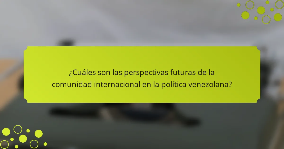 ¿Cuáles son las perspectivas futuras de la comunidad internacional en la política venezolana?